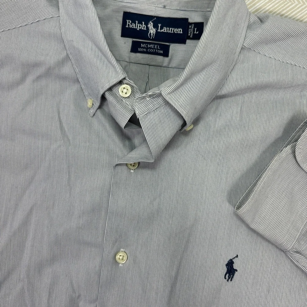 Polo Ralph Lauren Shirt Mens Large McMeel Long Sleeve‎ Button Down Oxford Stripe